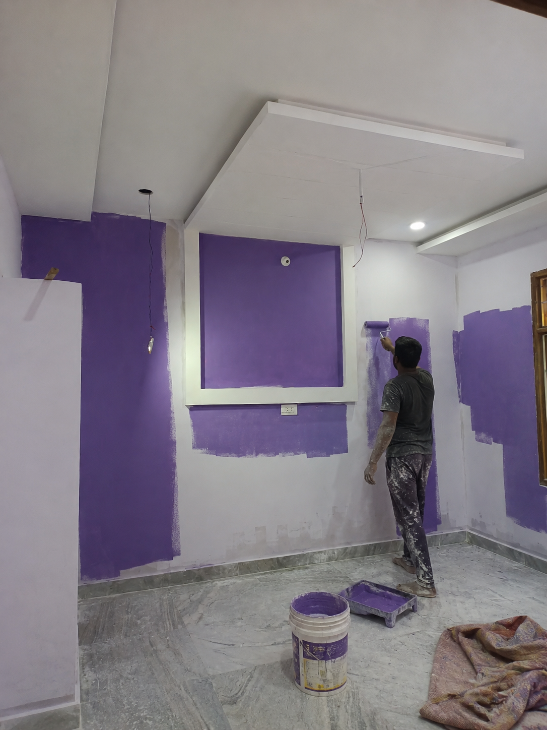 Purple Feature Wall Painting & Ceiling LED Finishing — extra site photo 2