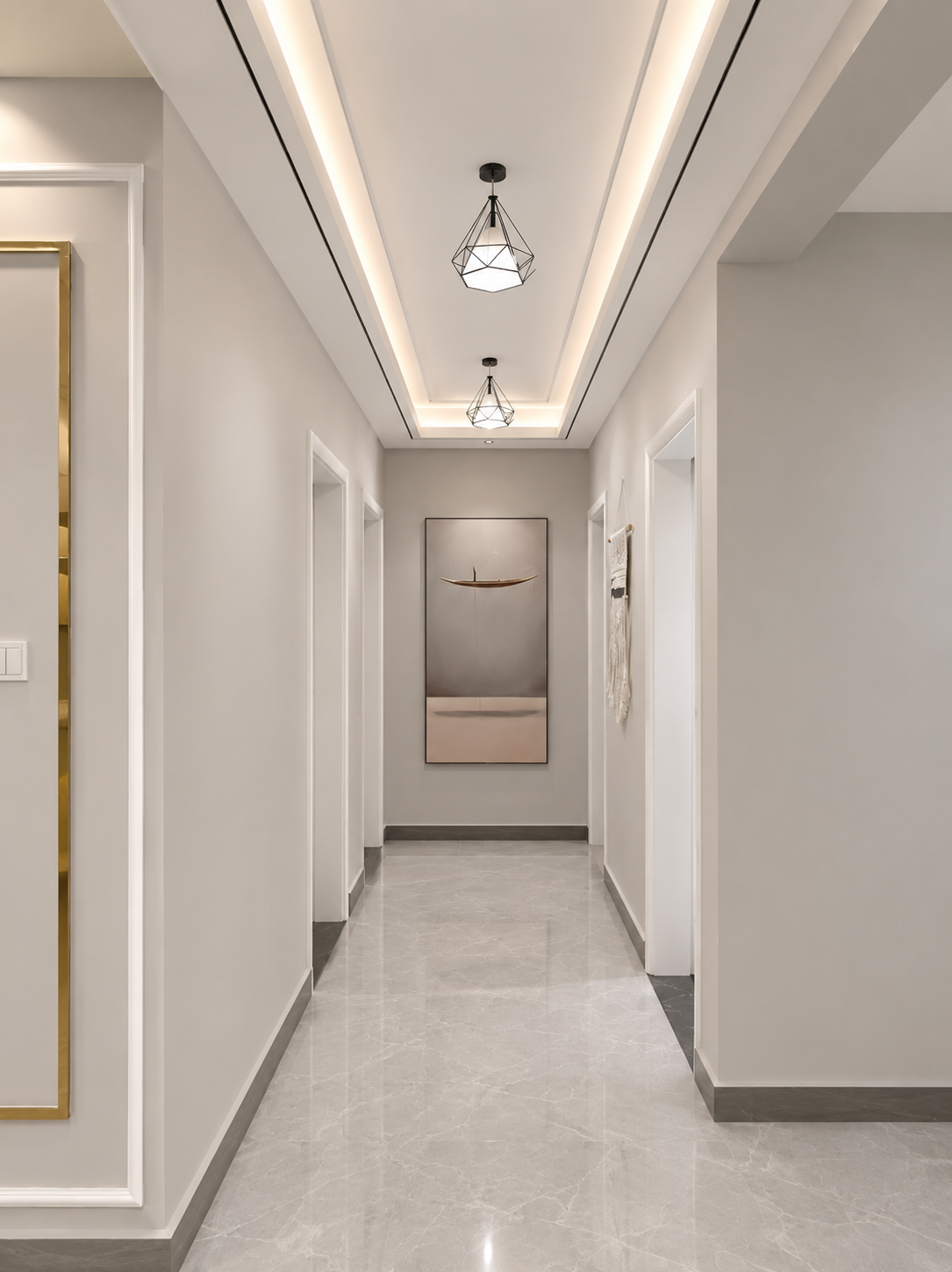 Modern Hallway Painting & False Ceiling Lighting Finish — extra site photo 2